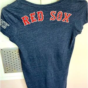 VINTAGE VICTORIAS SECRET-BOSTON RED SOX- VTG-PINK- V NECK TOP SMALL
